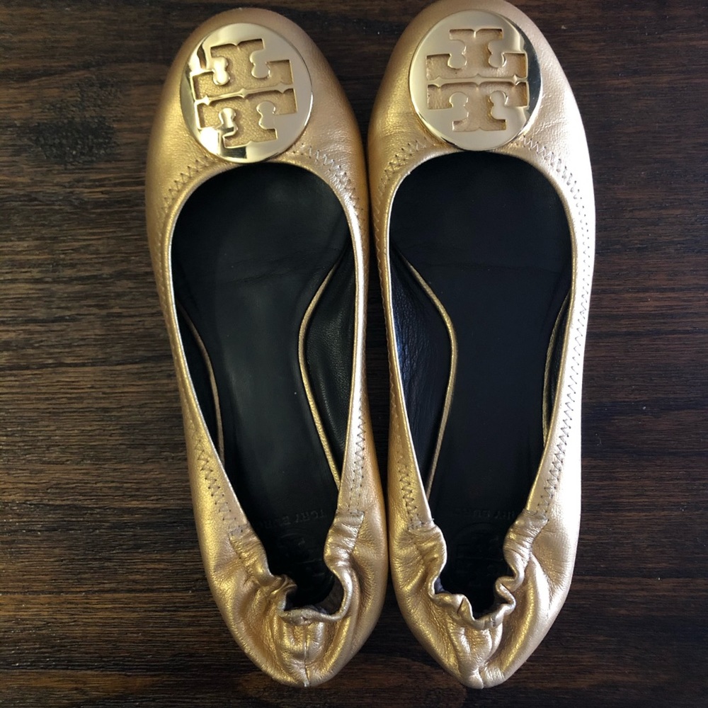 Tory Burch Reva Metallic Ballet Flats